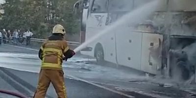 İnegöl Kestel yolunda otobüs yangını