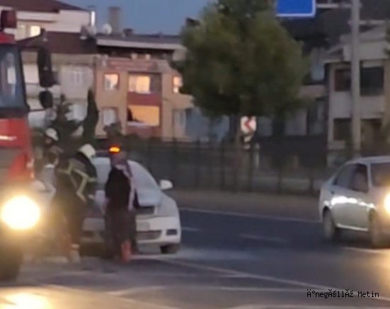 İnegöl Avarlar Kavşağı’nda Otomobilde Yangın Paniği