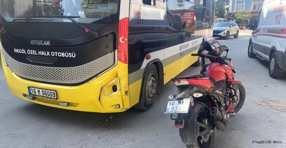 İnegöl’de Otobüs ile Motosiklet Çarpıştı: 1 Yaralı