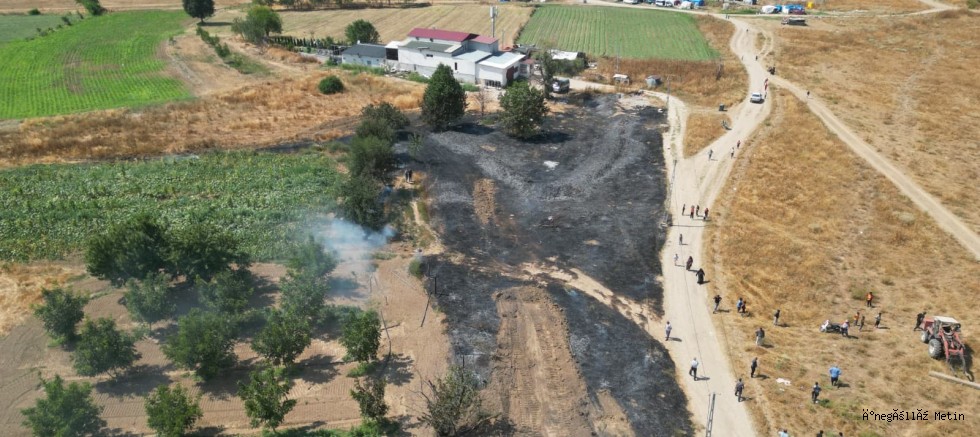 İnegöl Hasanpaşa’da Ot Yangını Paniğe Neden Oldu: Zirai Araçlar Son Anda Kurtarıldı