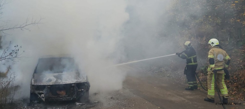 Kestel’de seyir halindeyken yanan otomobil küle döndü