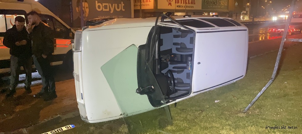 Kontrolden çıkan otomobil takla attı: Sürücü burnu bile kanamadan kurtuldu