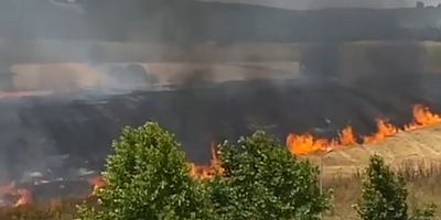 Anız yangını, vatandaşlara korku dolu anlar yaşattı.