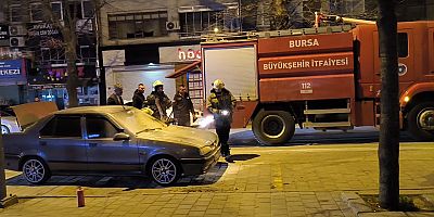 Araç Yangınına itfaiye müdahale etti 