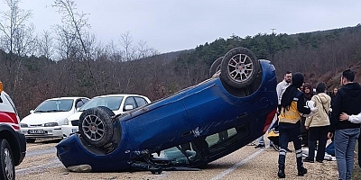 Bilecik’te Takla atan otomobilde bulunan 2 kişi yaralandı
