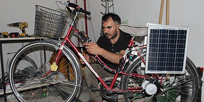 BİSİKLETE ELEKTRİKLİ MOTOR SİSTEMİ TAKIP GÜNEŞ PANELİYLE DESTEKLEDİ