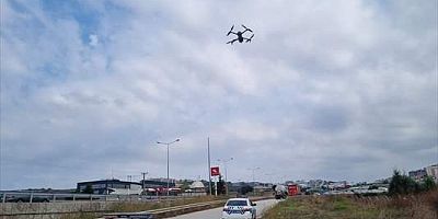 Bursa'da dron destekli trafik uygulaması