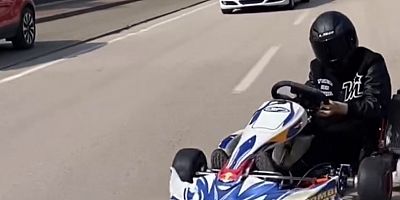 Bursa’da Go kart sürücüsü pisti şaşırdı, trafiğe çıkıp drift attı
