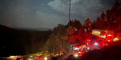 Bursa'da maden ocağının vinç kulesinde çıkan yangın 