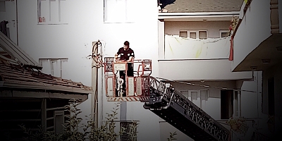 ÇATIYA SIKIŞINA EBABİL KUŞUNU İTFAİYE EKİPLERİ KURTARDI