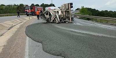 Hamzabey OSB’de beton mikseri devrildi: 1 yaralı