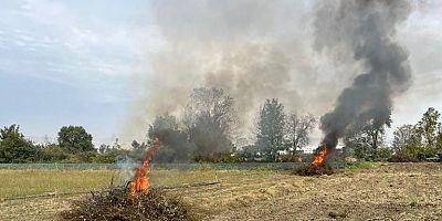 İnegöl'de anız yakan çiftçi, vatandaşları tedirgin etti