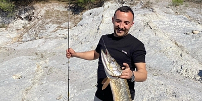 İnegöl'de balıkçının oltasına 7 kiloluk turna takıldı