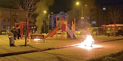 İnegöl’de çocuk parkında yangın paniğ