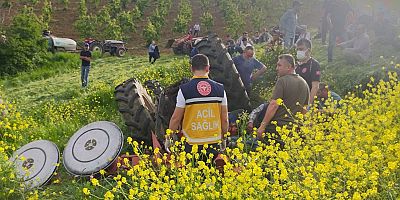 İnegöl'de devrilen traktörün altında kalan kişi Hayatını kaybetti