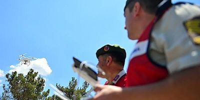 İnegöl'de Jandarma ekipleri teyakkuza geçti dron ile koyun arandı