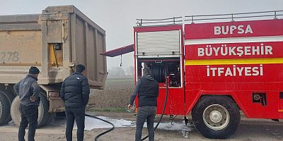 İnegöl'de Kamyon Lastik Yangını Korkuttu