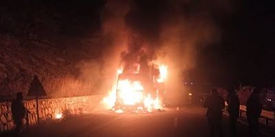 İnegöl'de kaza yapan tır alev alev yandı