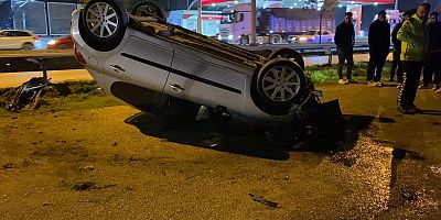 İnegöl’de otomobil takla attı: 2 yaralı