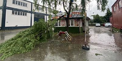 İnegöl'de sağanak yağış ve yıldırım düşmesi korkuttu
