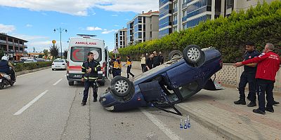 İnegöl’de Takla Atan Otomobil Kazası: 1 Yaralı