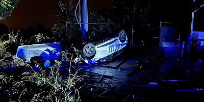 İnegöl’de Takla Atan Otomobilde 2 Kişi Yaralandı