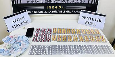 İnegöl’de yabancı uyruklu kişinin evinde çok sayıda uyuşturucu hap ele geçirildi