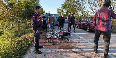 Motosiklet sürücüsü ölümden döndü