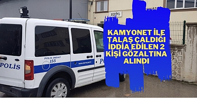 Kamyonet ile talaş çaldığı iddia edilen 2 kişi gözaltına alındı