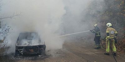 Kestel’de seyir halindeyken yanan otomobil küle döndü