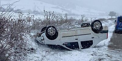 Kontrolde çıkan araç takla attı, sürücüsü yaralandı