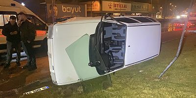 Kontrolden çıkan otomobil takla attı: Sürücü burnu bile kanamadan kurtuldu
