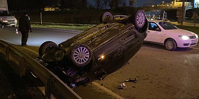 Kontrolden çıkan otomobil takla attı