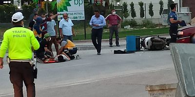 Motosiklet sürücüsü kazada yaralandı