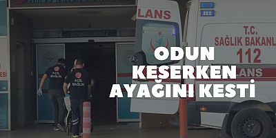 Odun Keserken Ayağını kesti 