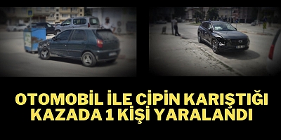 Otomobil ile cipin karıştığı kazada 1 kişi yaralandı