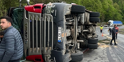 Sakarya’da D-140'da tır devrildi: 1 yaralı