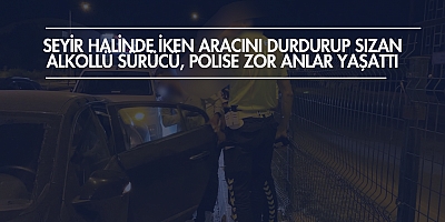 Seyir halinde iken aracını durdurup sızan alkollü sürücü, polise zor anlar yaşattı