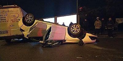 Takla atan otomobilin sürücüsü ağır yaralandı