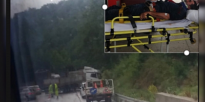 TIR BARİYERLERE ÇARPTI 1 KİŞİ YARALANDI