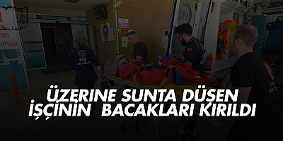 Üzerine sunta düşen işçinin bacakları kırıldı