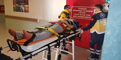 Yüksekten düşen gencin beli kırıldı 